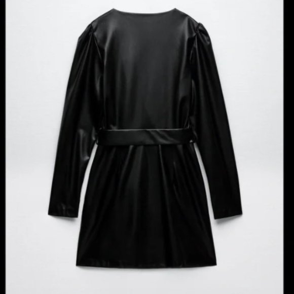 BLOGGER'S FAVE! Zara Belted Faux Leather Short Dress NWT - Picture 9 of 9